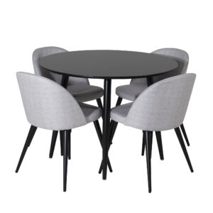 Plaza, Velvet – Ensemble repas rond – Noir