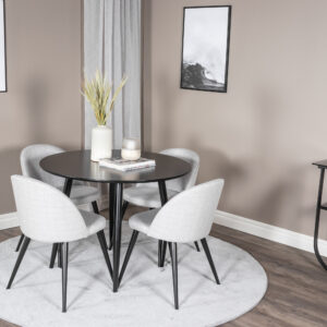 Plaza, Velvet – Ensemble repas rond – Noir