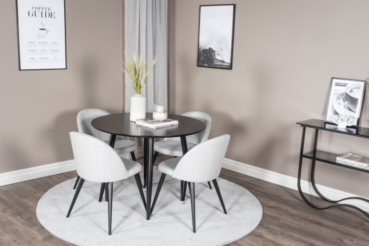 Plaza, Velvet – Ensemble repas rond – Noir