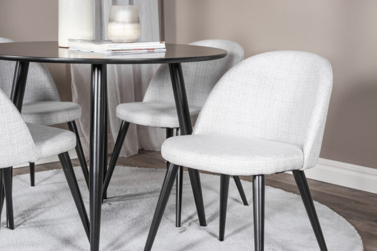 Plaza, Velvet – Ensemble repas rond – Noir