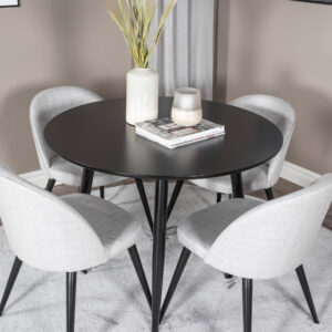 Plaza, Velvet – Ensemble repas rond – Noir
