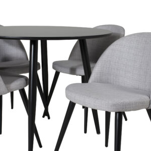 Plaza, Velvet – Ensemble repas rond – Noir