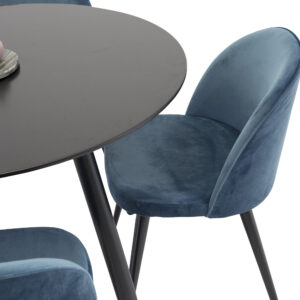 Plaza, Velvet – Ensemble repas rond – Noir