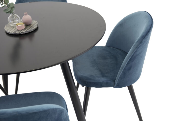Plaza, Velvet – Ensemble repas rond – Noir