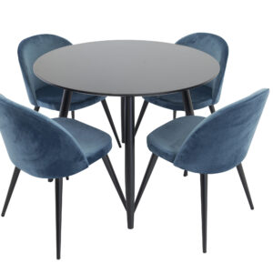 Plaza, Velvet – Ensemble repas rond – Noir