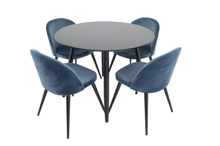 Plaza, Velvet – Ensemble repas rond – Noir