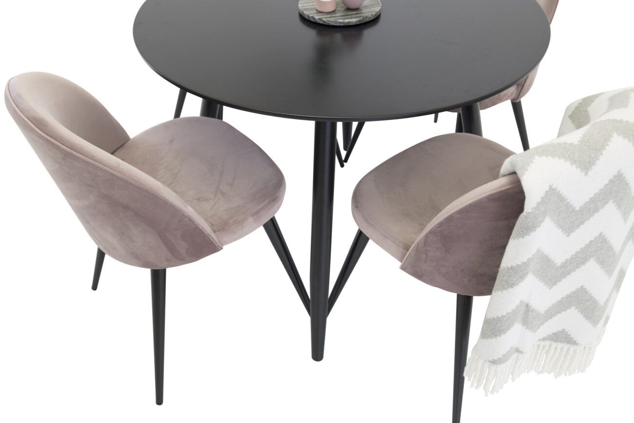 Plaza, Velvet – Ensemble repas rond – Noir