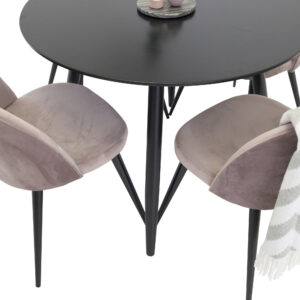Plaza, Velvet – Ensemble repas rond – Noir