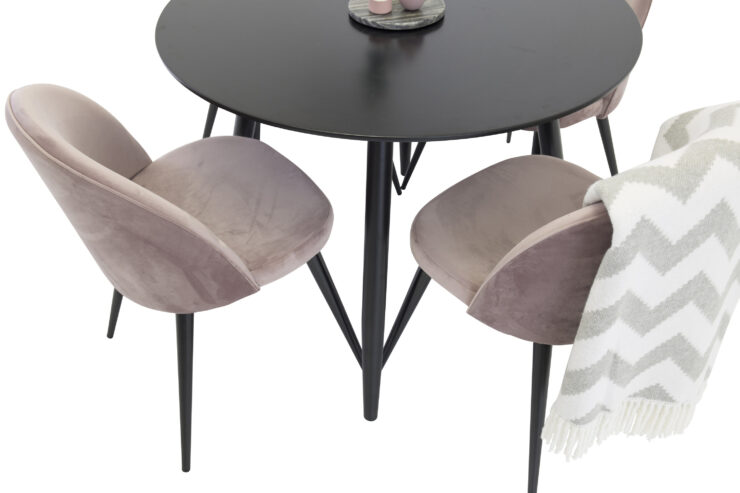 Plaza, Velvet – Ensemble repas rond – Noir