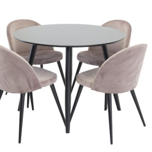 Plaza, Velvet – Ensemble repas rond – Noir