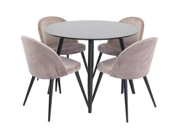 Plaza, Velvet – Ensemble repas rond – Noir