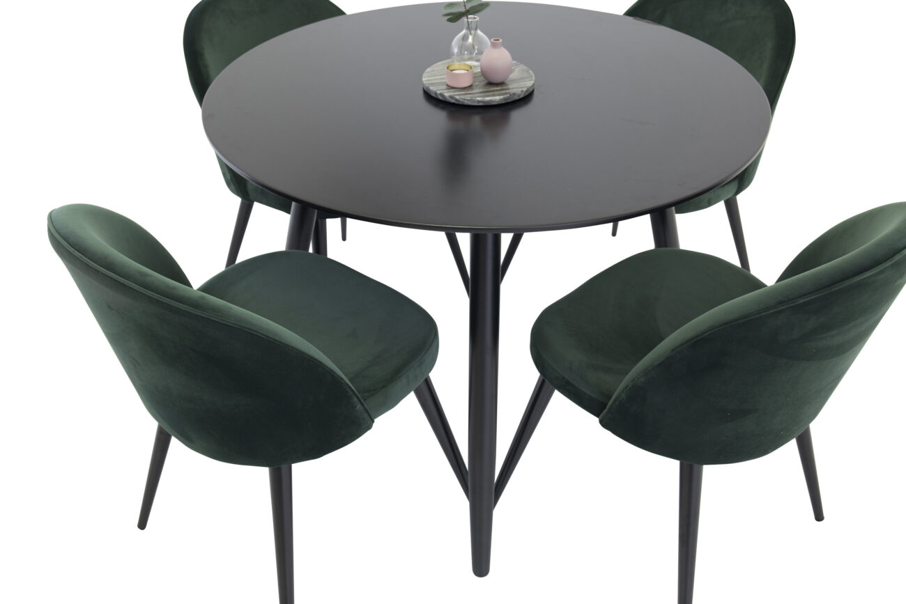 Plaza, Velvet – Ensemble repas rond – Noir