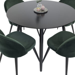 Plaza, Velvet – Ensemble repas rond – Noir