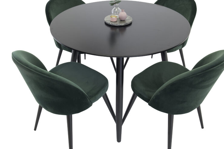 Plaza, Velvet – Ensemble repas rond – Noir