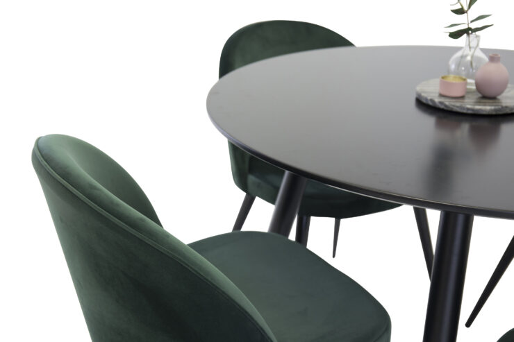 Plaza, Velvet – Ensemble repas rond – Noir