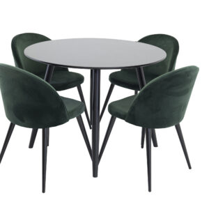 Plaza, Velvet – Ensemble repas rond – Noir