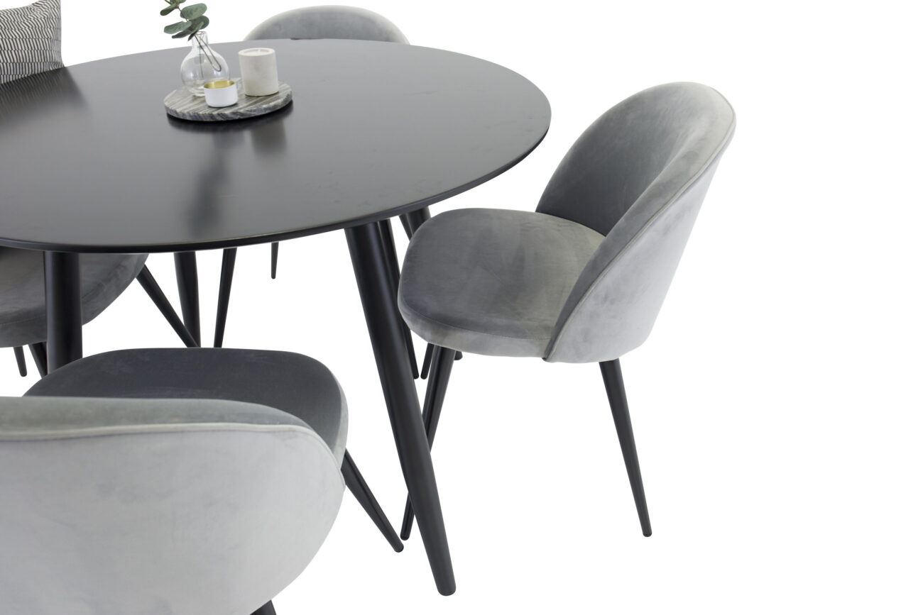 Plaza, Velvet – Ensemble repas rond – Noir