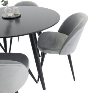 Plaza, Velvet – Ensemble repas rond – Noir