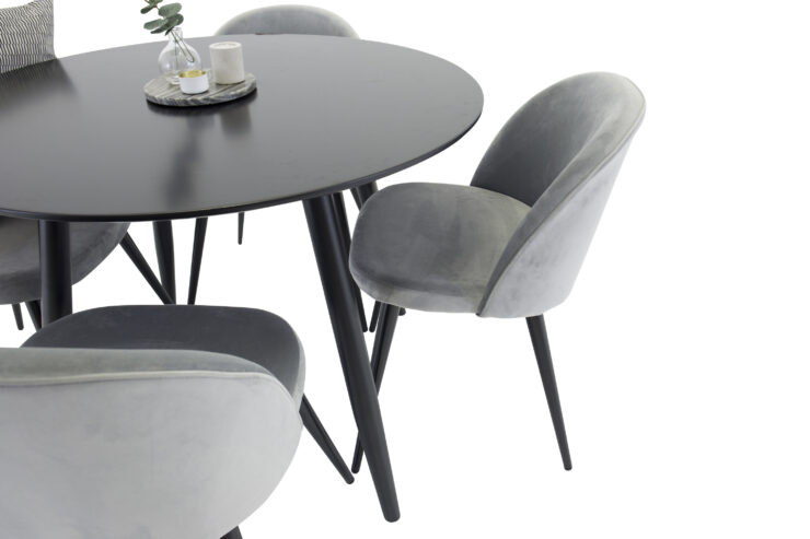 Plaza, Velvet – Ensemble repas rond – Noir