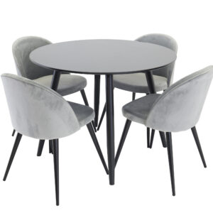 Plaza, Velvet – Ensemble repas rond – Noir