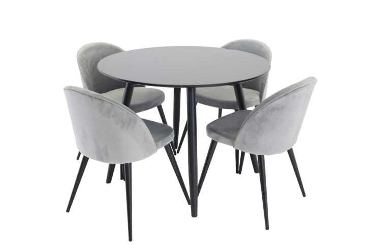 Plaza, Velvet – Ensemble repas rond – Noir