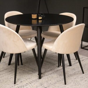 Plaza, Velvet – Ensemble repas rond – Noir