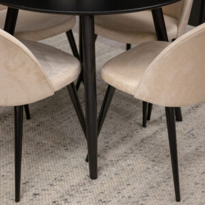 Plaza, Velvet – Ensemble repas rond – Noir
