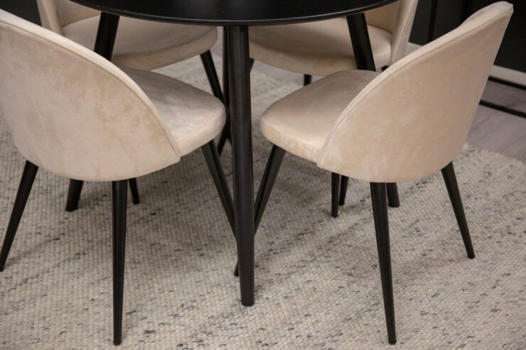 Plaza, Velvet – Ensemble repas rond – Noir