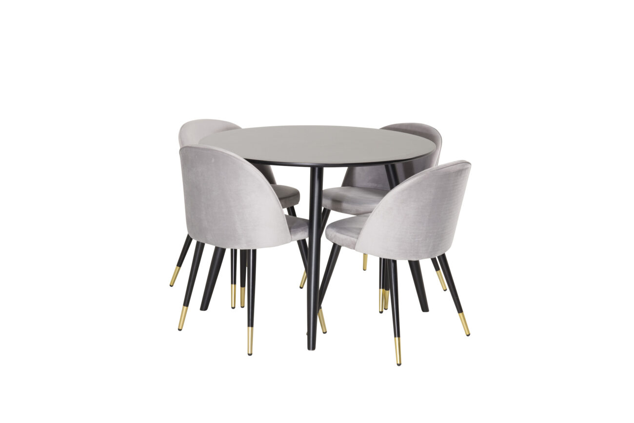 Plaza, Velvet – Ensemble repas rond – Noir