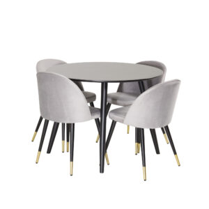 Plaza, Velvet – Ensemble repas rond – Noir