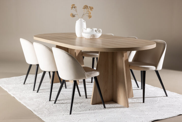 Bootcut, Velvet – Ensemble repas ovale – Naturel