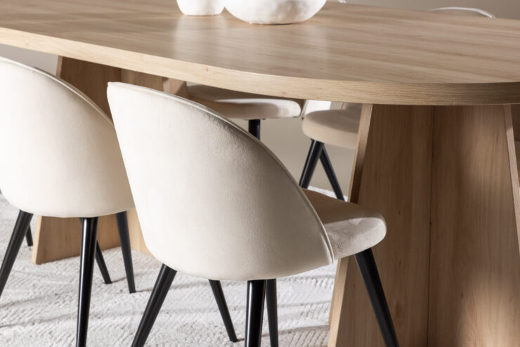 Bootcut, Velvet – Ensemble repas ovale – Naturel