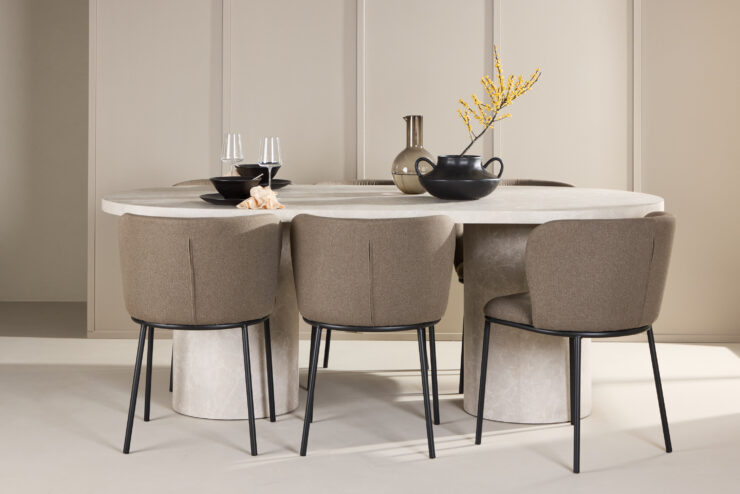 Narvik, Edina – Ensemble repas ovale – Beige