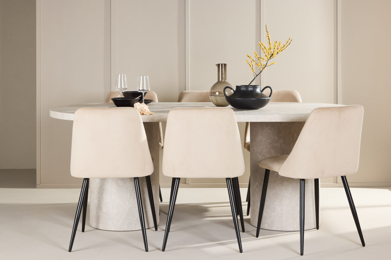 Narvik, Night – Ensemble repas ovale – Beige