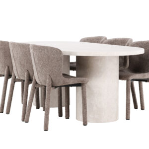 Narvik, Astoria – Ensemble repas ovale – Beige