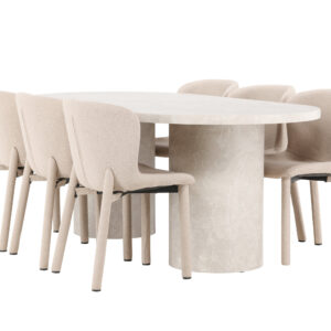 Narvik, Astoria – Ensemble repas ovale – Beige