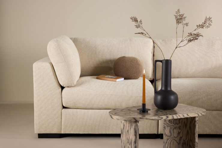 Salerno – Canapé d'angle – Beige, Noir