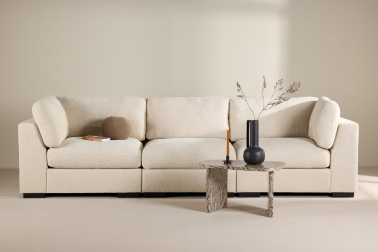 Salerno – Canapé 3 places – Beige, Noir