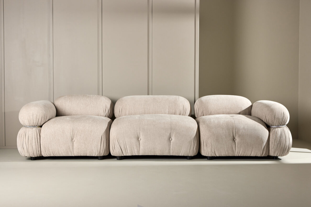 Mika – Canapé 3 places – Beige, Noir, Chrome