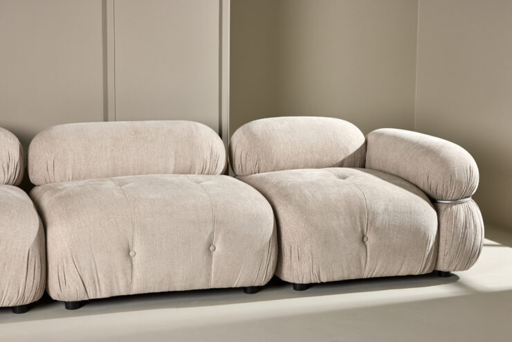 Mika – Canapé 3 places – Beige, Noir, Chrome
