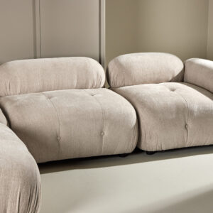 Mika – Canapé d&rsquo;angle – Beige, Noir, Chrome