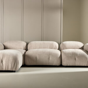 Mika – Canapé d&rsquo;angle – Beige, Noir, Chrome