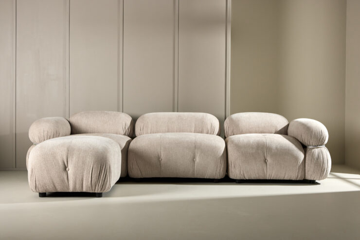 Mika – Canapé d'angle – Beige, Noir, Chrome