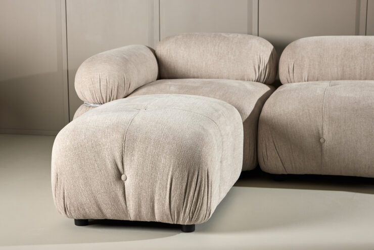 Mika – Canapé d'angle – Beige, Noir, Chrome