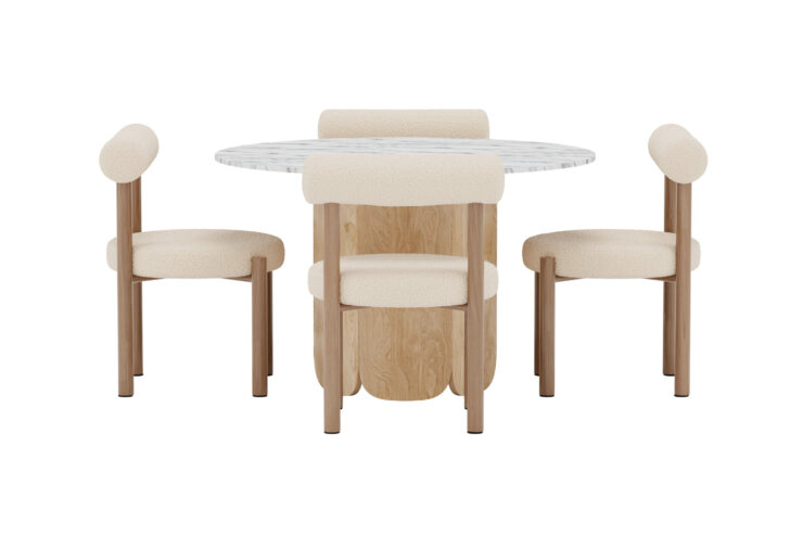 Tekla, Tillo – Ensemble repas rond – Gris clair