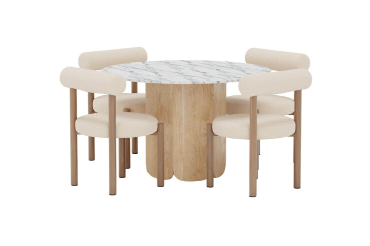 Tekla, Tillo – Ensemble repas rond – Gris clair