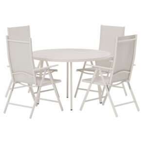 Giardini, Break – Ensemble repas – Beige – Table : ⌀120cm, Chaise : 62 x 108 x 55 cm