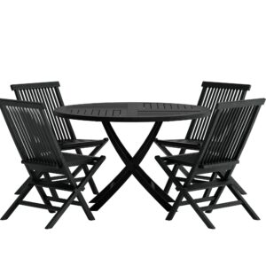 Kenya, Kenya – Ensemble repas – Noir – Table : ⌀120cm, Chaise : 61 x 89 x 47 cm