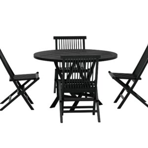 Kenya, Kenya – Ensemble repas – Noir – Table : ⌀120cm, Chaise : 61 x 89 x 47 cm