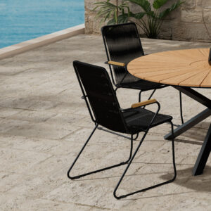 Mexico, Bois – Ensemble repas – Naturel – Table : ⌀140cm, Chaise : 63 x 93 x 60 cm